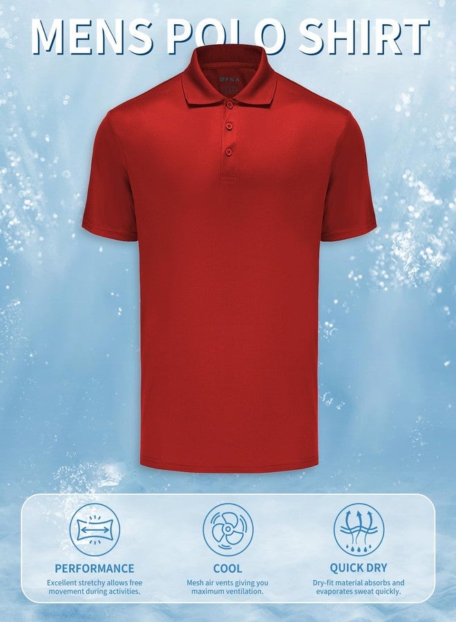 Opna Mens Dry-Fit Golf Polo Shirts,Red,X-Large - Image 5